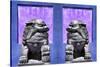 China 10MKm2 Collection - Asian Sculpture with two Lions-Philippe Hugonnard-Stretched Canvas