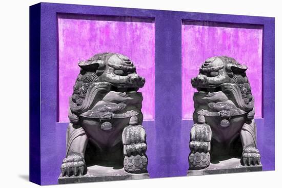 China 10MKm2 Collection - Asian Sculpture with two Lions-Philippe Hugonnard-Stretched Canvas