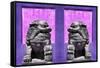 China 10MKm2 Collection - Asian Sculpture with two Lions-Philippe Hugonnard-Framed Stretched Canvas