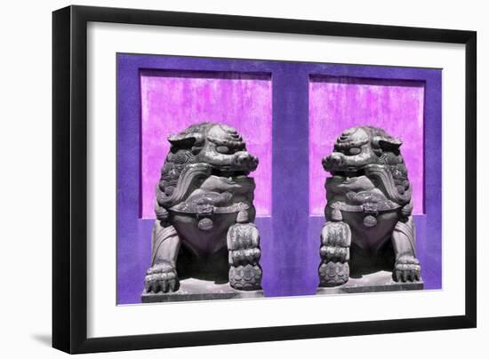 China 10MKm2 Collection - Asian Sculpture with two Lions-Philippe Hugonnard-Framed Photographic Print