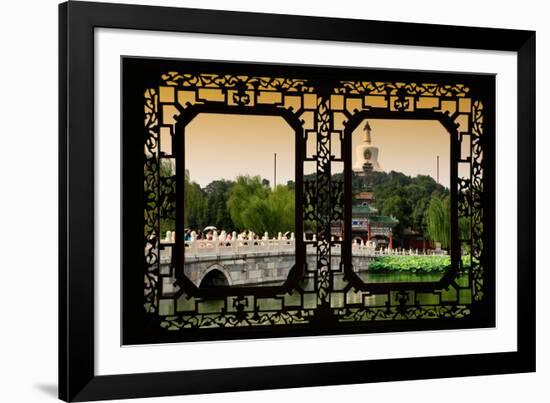 China 10MKm2 Collection - Asian Window - Beihai Park at Sunset-Philippe Hugonnard-Framed Photographic Print