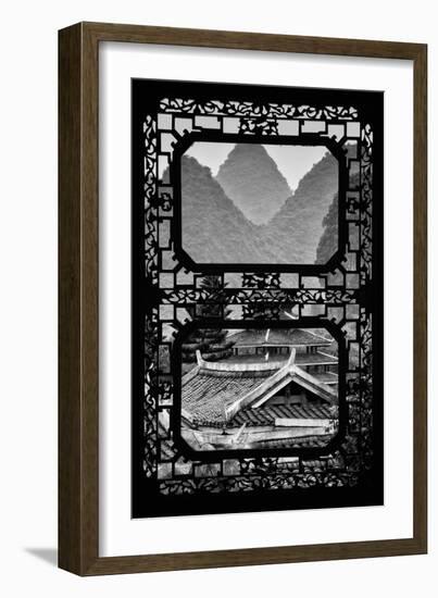 China 10MKm2 Collection - Asian Window - Chinese Buddhist Temple with Karst Mountains-Philippe Hugonnard-Framed Photographic Print