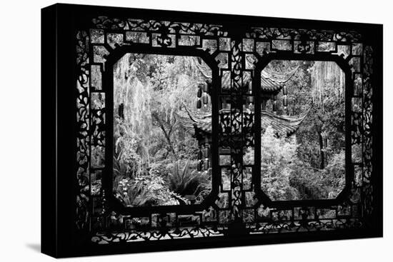 China 10MKm2 Collection - Asian Window - Chinese Pavilion in Garden-Philippe Hugonnard-Stretched Canvas