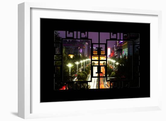 China 10MKm2 Collection - Asian Window - City Night Xi'an-Philippe Hugonnard-Framed Photographic Print