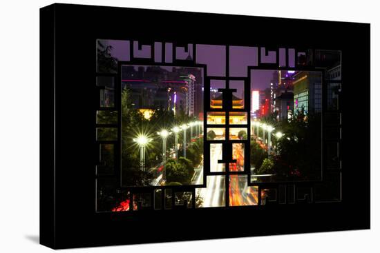 China 10MKm2 Collection - Asian Window - City Night Xi'an-Philippe Hugonnard-Stretched Canvas