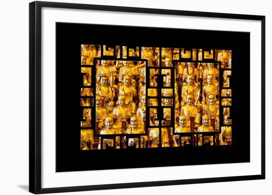 China 10MKm2 Collection - Asian Window - Gold Buddhist Statues in Longhua Temple-Philippe Hugonnard-Framed Photographic Print