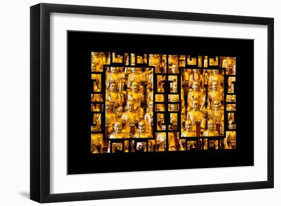 China 10MKm2 Collection - Asian Window - Gold Buddhist Statues in Longhua Temple-Philippe Hugonnard-Framed Photographic Print