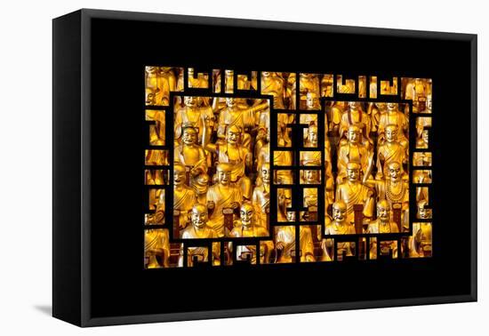 China 10MKm2 Collection - Asian Window - Gold Buddhist Statues in Longhua Temple-Philippe Hugonnard-Framed Stretched Canvas