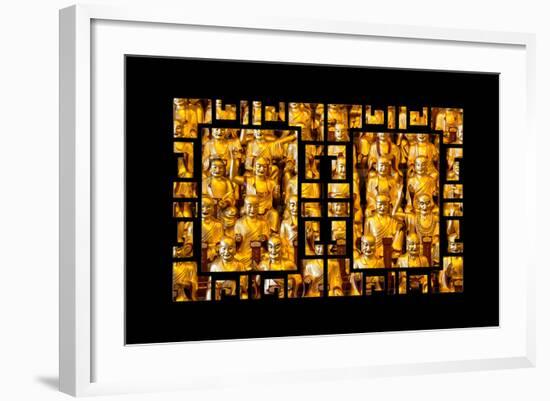 China 10MKm2 Collection - Asian Window - Gold Buddhist Statues in Longhua Temple-Philippe Hugonnard-Framed Photographic Print