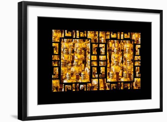 China 10MKm2 Collection - Asian Window - Gold Buddhist Statues in Longhua Temple-Philippe Hugonnard-Framed Photographic Print