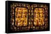 China 10MKm2 Collection - Asian Window - Gold Buddhist Statues in Longhua Temple-Philippe Hugonnard-Framed Stretched Canvas