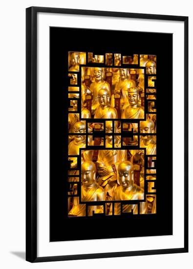 China 10MKm2 Collection - Asian Window - Gold Buddhist Statues in Longhua Temple-Philippe Hugonnard-Framed Photographic Print