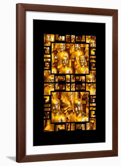 China 10MKm2 Collection - Asian Window - Gold Buddhist Statues in Longhua Temple-Philippe Hugonnard-Framed Photographic Print