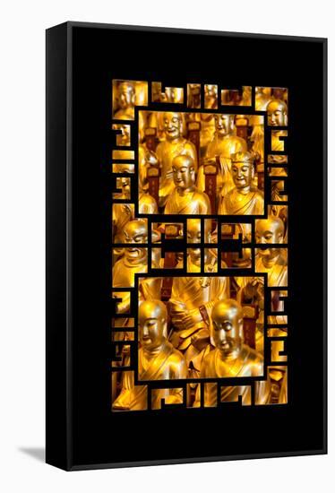 China 10MKm2 Collection - Asian Window - Gold Buddhist Statues in Longhua Temple-Philippe Hugonnard-Framed Stretched Canvas