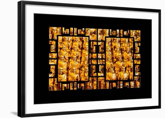 China 10MKm2 Collection - Asian Window - Gold Buddhist Statues in Longhua Temple-Philippe Hugonnard-Framed Photographic Print