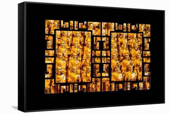 China 10MKm2 Collection - Asian Window - Gold Buddhist Statues in Longhua Temple-Philippe Hugonnard-Framed Stretched Canvas
