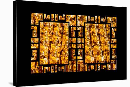 China 10MKm2 Collection - Asian Window - Gold Buddhist Statues in Longhua Temple-Philippe Hugonnard-Stretched Canvas