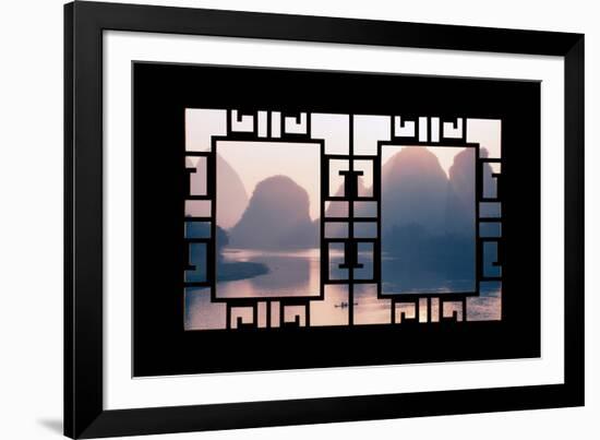 China 10MKm2 Collection - Asian Window - Great View of Yangshuo with Karst Mountains at Sunrise-Philippe Hugonnard-Framed Photographic Print