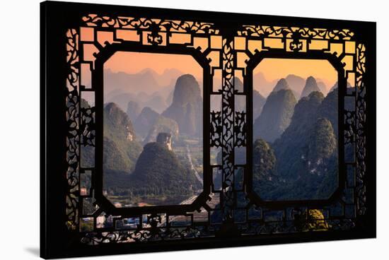 China 10MKm2 Collection - Asian Window - Karst Mountains at Sunset - Yangshuo-Philippe Hugonnard-Stretched Canvas