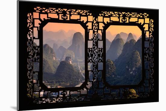 China 10MKm2 Collection - Asian Window - Karst Mountains at Sunset - Yangshuo-Philippe Hugonnard-Mounted Photographic Print