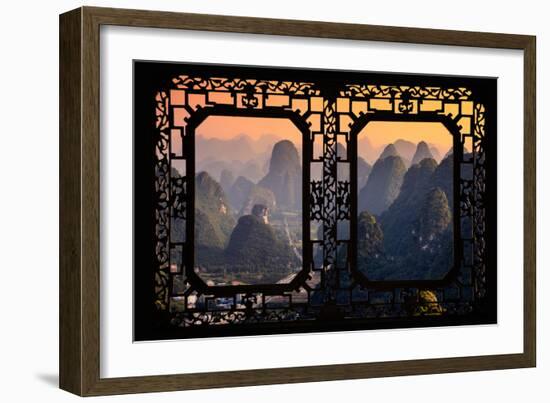 China 10MKm2 Collection - Asian Window - Karst Mountains at Sunset - Yangshuo-Philippe Hugonnard-Framed Premium Photographic Print