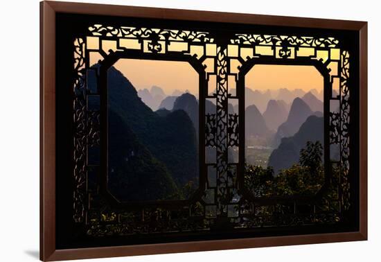 China 10MKm2 Collection - Asian Window - Karst Mountains at Sunset - Yangshuo-Philippe Hugonnard-Framed Photographic Print