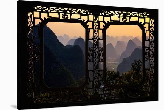 China 10MKm2 Collection - Asian Window - Karst Mountains at Sunset - Yangshuo-Philippe Hugonnard-Stretched Canvas