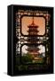 China 10MKm2 Collection - Asian Window - Pagoda at dusk-Philippe Hugonnard-Framed Stretched Canvas