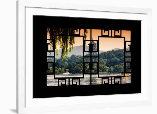 China 10MKm2 Collection - Asian Window - Pagoda at sunset-Philippe Hugonnard-Framed Photographic Print