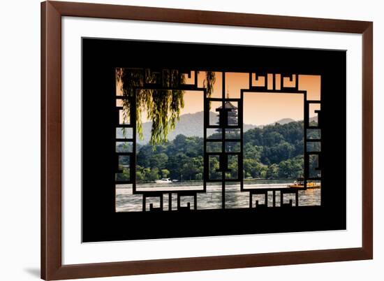 China 10MKm2 Collection - Asian Window - Pagoda at sunset-Philippe Hugonnard-Framed Photographic Print