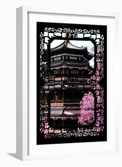 China 10MKm2 Collection - Asian Window - Pink Summer Temple-Philippe Hugonnard-Framed Photographic Print