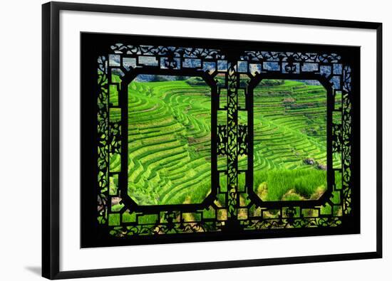 China 10MKm2 Collection - Asian Window - Rice Terraces - Longsheng Ping'an - Guangxi-Philippe Hugonnard-Framed Photographic Print