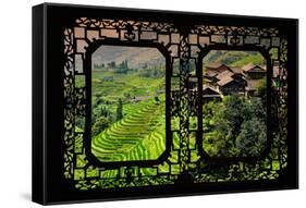 China 10MKm2 Collection - Asian Window - Rice Terraces - Longsheng Ping'an - Guangxi-Philippe Hugonnard-Framed Stretched Canvas