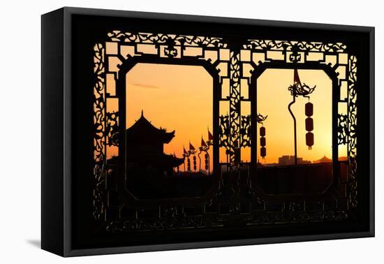 China 10MKm2 Collection - Asian Window - Shadows of the City Walls at sunset - Xi'an-Philippe Hugonnard-Framed Stretched Canvas