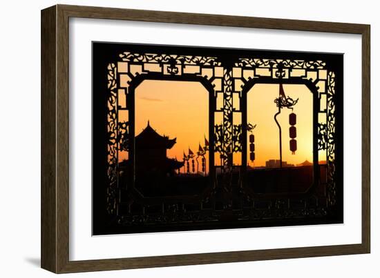 China 10MKm2 Collection - Asian Window - Shadows of the City Walls at sunset - Xi'an-Philippe Hugonnard-Framed Photographic Print