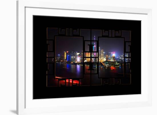 China 10MKm2 Collection - Asian Window - Shanghai Cityscape at night-Philippe Hugonnard-Framed Photographic Print