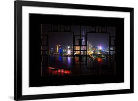 China 10MKm2 Collection - Asian Window - Shanghai Cityscape at night-Philippe Hugonnard-Framed Photographic Print