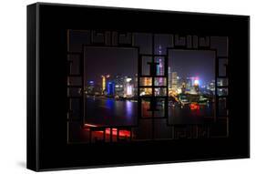 China 10MKm2 Collection - Asian Window - Shanghai Cityscape at night-Philippe Hugonnard-Framed Stretched Canvas