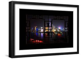 China 10MKm2 Collection - Asian Window - Shanghai Cityscape at night-Philippe Hugonnard-Framed Photographic Print