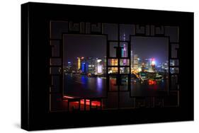 China 10MKm2 Collection - Asian Window - Shanghai Cityscape at night-Philippe Hugonnard-Stretched Canvas