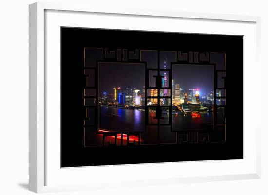 China 10MKm2 Collection - Asian Window - Shanghai Cityscape at night-Philippe Hugonnard-Framed Photographic Print