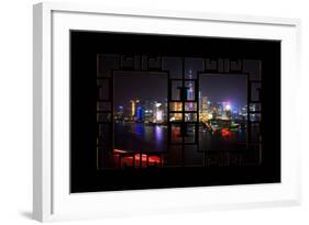 China 10MKm2 Collection - Asian Window - Shanghai Cityscape at night-Philippe Hugonnard-Framed Photographic Print