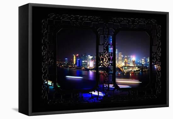 China 10MKm2 Collection - Asian Window - Shanghai Cityscape at night-Philippe Hugonnard-Framed Stretched Canvas