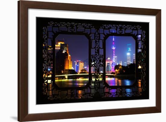 China 10MKm2 Collection - Asian Window - Shanghai Cityscape at night-Philippe Hugonnard-Framed Photographic Print