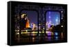 China 10MKm2 Collection - Asian Window - Shanghai Cityscape at night-Philippe Hugonnard-Framed Stretched Canvas