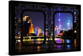 China 10MKm2 Collection - Asian Window - Shanghai Cityscape at night-Philippe Hugonnard-Stretched Canvas