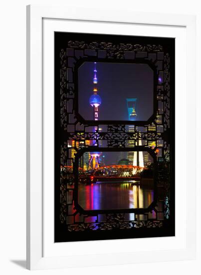 China 10MKm2 Collection - Asian Window - Shanghai Cityscape at night-Philippe Hugonnard-Framed Photographic Print