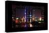 China 10MKm2 Collection - Asian Window - Shanghai Cityscape at night-Philippe Hugonnard-Stretched Canvas