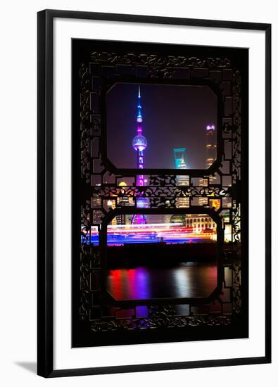 China 10MKm2 Collection - Asian Window - Shanghai Cityscape at night-Philippe Hugonnard-Framed Photographic Print