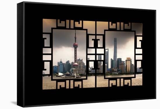 China 10MKm2 Collection - Asian Window - Shanghai Skyline with Oriental Pearl Tower-Philippe Hugonnard-Framed Stretched Canvas